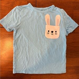 Little Sleepies Blue Kids Shirt with Bunny Pocket- perfect for Easter